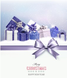 精美紫色礼盒圣诞贺卡矢量图