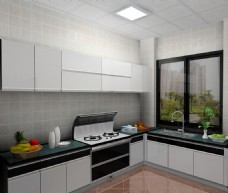 橱房厨房橱柜3D效果图整体