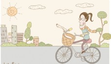 骑脚踏车出行的女人