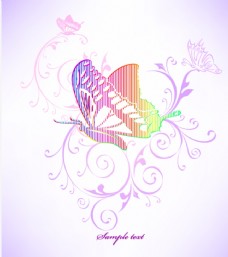 彩绘花纹彩虹色手绘线条花纹蝴蝶