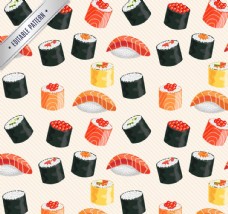 美味日本寿司无缝背景矢量图