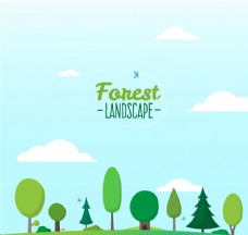 树木卡通绿色树林风景矢量素材