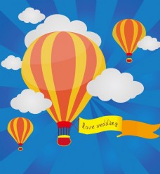 浮球卡通热气球和云朵