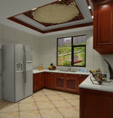 橱房厨房橱柜3D效果图