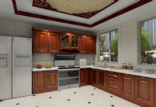 橱房厨房橱柜3D效果图
