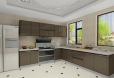 橱房3D橱柜效果图整体厨房