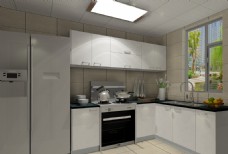 橱房3D橱柜效果图整体厨房