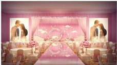 结婚舞台粉色宴会区