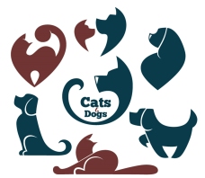 宠物狗猫和狗标志设计矢量素材
