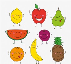 卡通菠萝卡通笑脸水果矢量素材