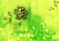 彩绘花纹黄绿色调手绘水彩花纹PSD文件