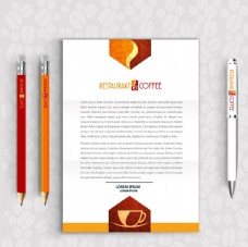 咖啡杯餐厅咖啡书和铅笔标志