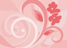 简洁粉红卷草花朵图案