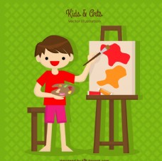 家具广告快乐的孩子绘画