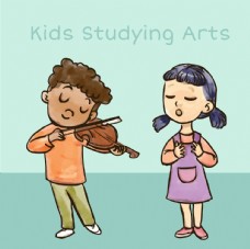 家具广告手工绘制的男孩拉小提琴