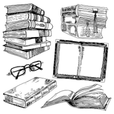 儿童素描眼镜和书本图片