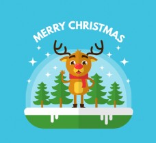 扁平鹿的梦幻圣诞背景