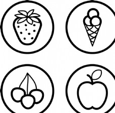 冰淇淋插画水果图标