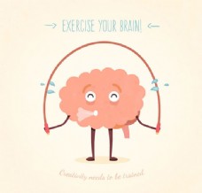 健身的大脑插画