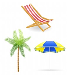 度假遮阳伞躺椅椰子树