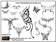 蝴蝶纹饰绝美的蝴蝶艺术花纹装饰图案photoshop笔刷素材