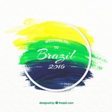 巴西奥运会2016毛笔笔刷背景矢