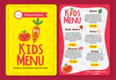 健康饮食可爱的七彩儿童菜单模板