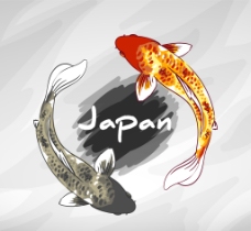 日本水彩鱼类背景
