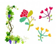 葡萄藤卡通花朵