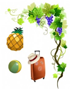 卡通菠萝葡萄藤行李箱菠萝帽子