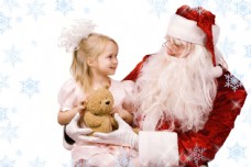圣诞女孩圣诞老人与可爱小女孩图片