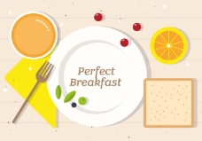 健康饮食免费完美早餐矢量插画