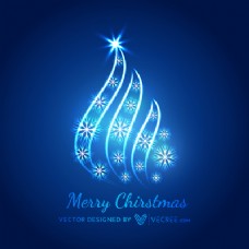 摘要闪亮的蓝色创意的圣诞树