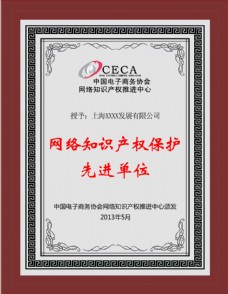 品位中国电子商务协会网络知识产品保护先进单位