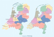 特色免费彩色荷兰地图矢量图
