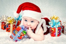 儿童圣诞圣诞儿童与礼盒图片