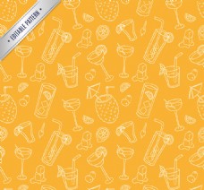 黄色背景橙黄色夏季饮料无缝背景矢量素材