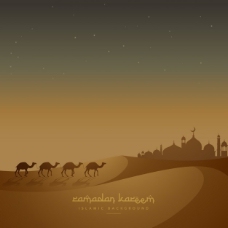 在沙漠中行走的骆驼