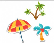 度假卡通椰子树遮阳伞