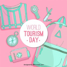 粉红背景世界旅游日
