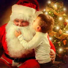 儿童圣诞给圣诞老人说悄悄话的儿童图片