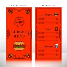 汉堡包红色背景菜单图片