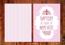 第一女孩条纹baptisim卡