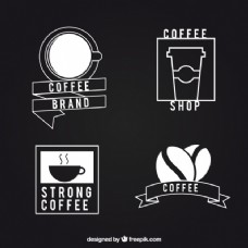 咖啡杯咖啡在黑色背景上的标志
