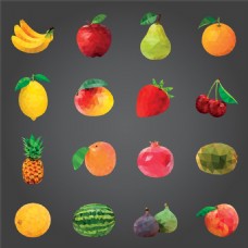 卡通菠萝彩色多边形水果图片