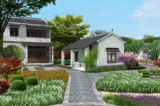 中式村庄景观建筑模型草图大师