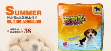 宠物用品尿片橘色促销海报模板