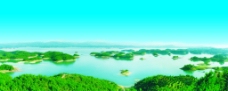 千岛湖风景山水画湖水湖面岛