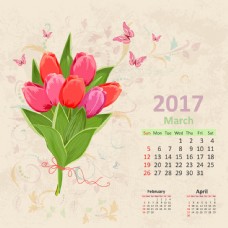 郁金香花朵台历设计图片