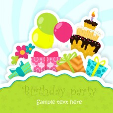 生日礼物卡通画图可爱生日蛋糕和礼物